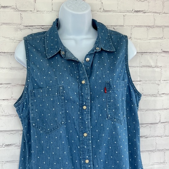 Levi’s denim sleeveless tank top size large - Picture 2 of 8
